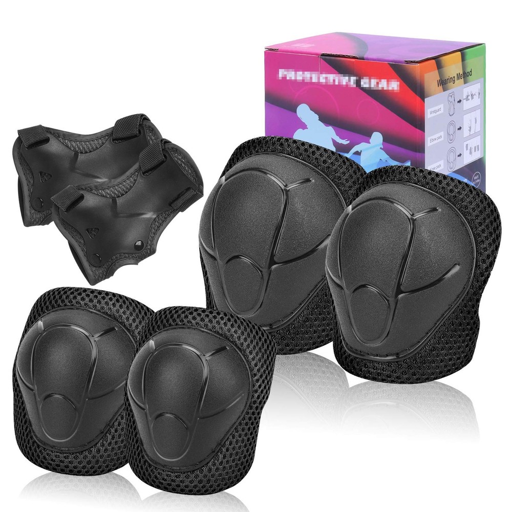 Kids Protective Gear Set SHENMOREN Knee Pads for 3-10 Years black