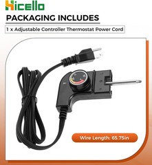 Adjustable Thermostat Probe Power Cord Replacement for Masterbuilt Smokers MB…