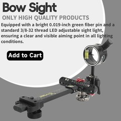 Archery CompoundBow Sight 1 Pin 6″ Carbon Fiber Extension Bar 4X 6X 8X Lens Hunt