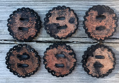 Jeremiah Watt Horse Shoe Conchos 1 3/4″ and 2″ Black Spotted Rosettes LOT OF 6