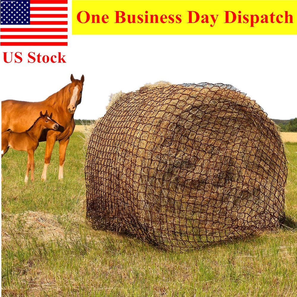 5×5 ft Round Bale Hay Net for Horses & Livestock – Slow Feeder Hay Nets Black