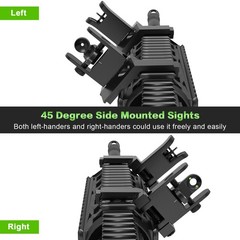 Iron Sights 45 Degree Offset Flip Up Sights with Red Green Fiber Optic Dots,F…