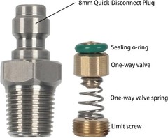 8mm Quick-Disconnect Plug Adapter, Stainless Steel 1/8″ NPT 1/8 Inch,