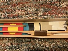 J. C. Higgins Sears Roebuck Co. Wooden Longbow 60″ w/ Original Box And Contents