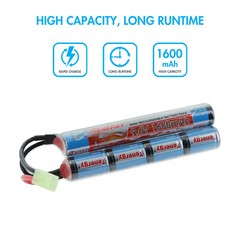 Tenergy 9.6V 1600mAh Airsoft Battery NiMH Butterfly Battery Pack w/ Mini Tamiya