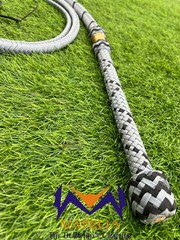 Nylon Bullwhip, Light Grey and Black: Australian Style, Size 4ft-12ft