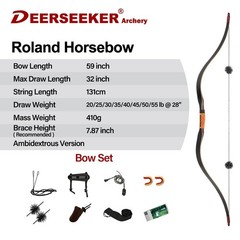 Deerseeker Archery 59″ Longbow Traditional Bow Set Ambidextrous Horsebow Hand…