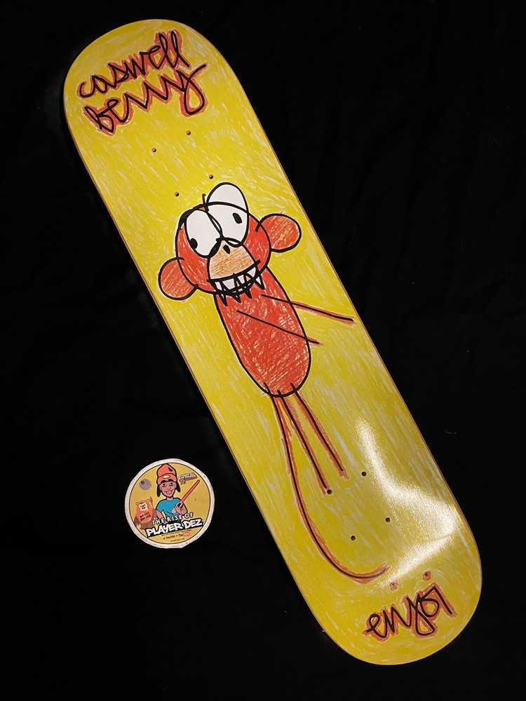 RARE Enjoi Caswell Berry Monkey Cartoon Scribble Skateboard Deck Vintage