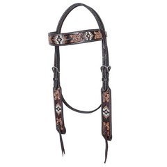 Hilason Horse Floral Hand Carved American Leather Breast Collar Headstall W/