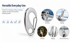 T316 Stainless Steel Gate Snap Hook 3-3/4″, 1000 Lbs WLL Marine Grade Carabiner