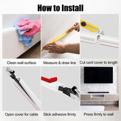 Self-Adhesive Cable Hider, Flexible Wire Cover Cable Raceway for Wires, Wall …
