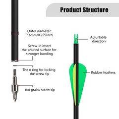 14 Pack 30 Archery Carbon Arrows,Practice Hunting Arrow with Removable Tips Shaf