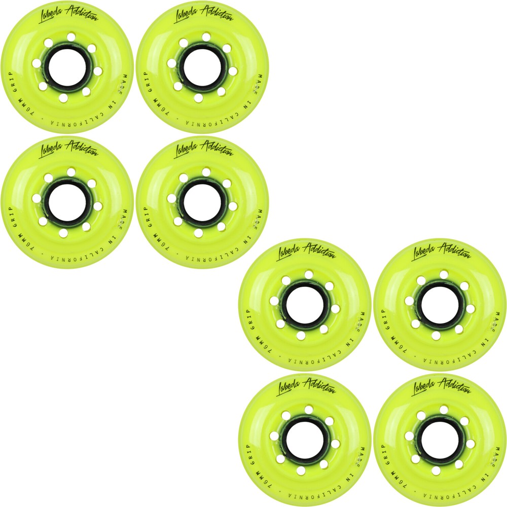 Labeda Inline Roller Hockey Skate Wheels Addiction Yellow 76mm SET OF 8