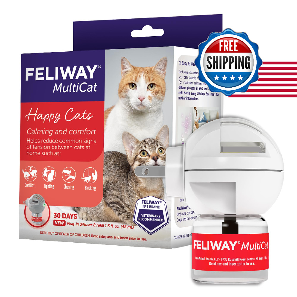 Feliway Multicat 30 Day Cat Calming Plug In Pheromone Diffuser Starter Kit –