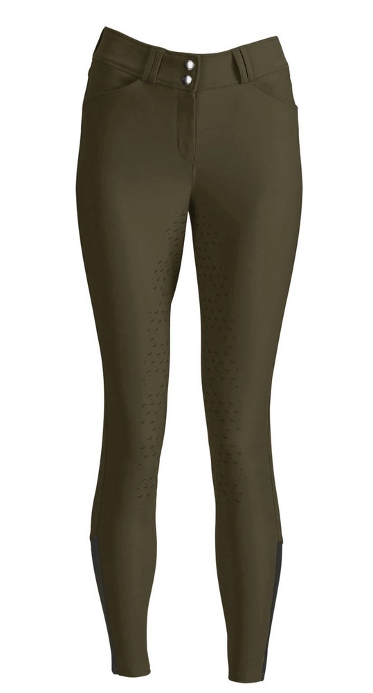 Dover Saddlery Tech Silicone Full Seat Breeches 24 R Olive Green Equestrian