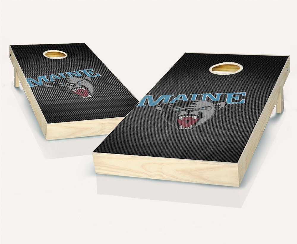 Maine Black Bears Cornhole Set NCAA Licensed Wood Frames Foldable Legs