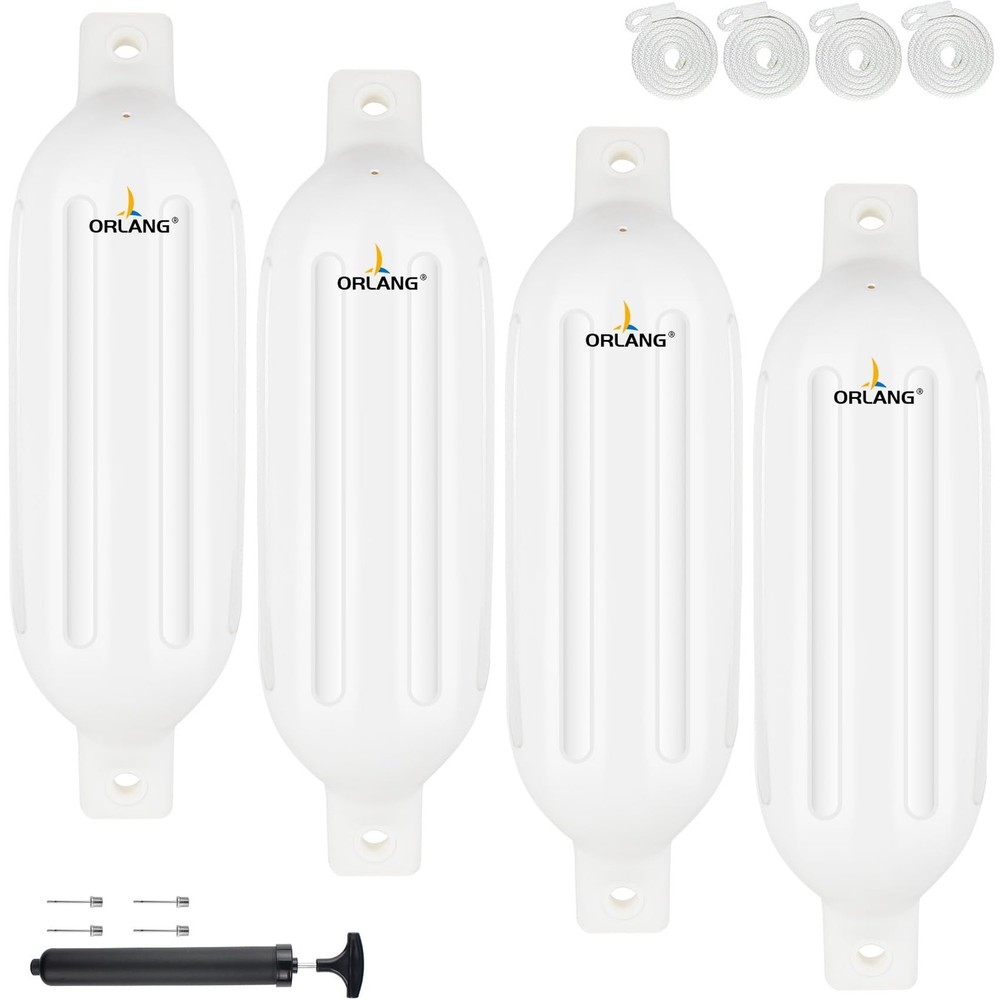 Orlang 6.5In X 23In Boat Fenders Boat Bumpers For Docking 4 Pack Inflatable