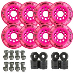 Labeda Whips Roller Hockey Wheels Pink 8-Pack + Spacers + Bearings – Choose Size