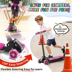 Wefaith Kick Scooter For Kids 3-7 Ages – Light Up 3 Wheel