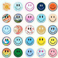 Waterproof Smiling Stickers 50PCS – Reusable PVC Decals for Laptops & Luggage