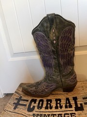 Corral Black-Purple Wing Cross Western Boots Women’s Size 9.5 – Worn Once