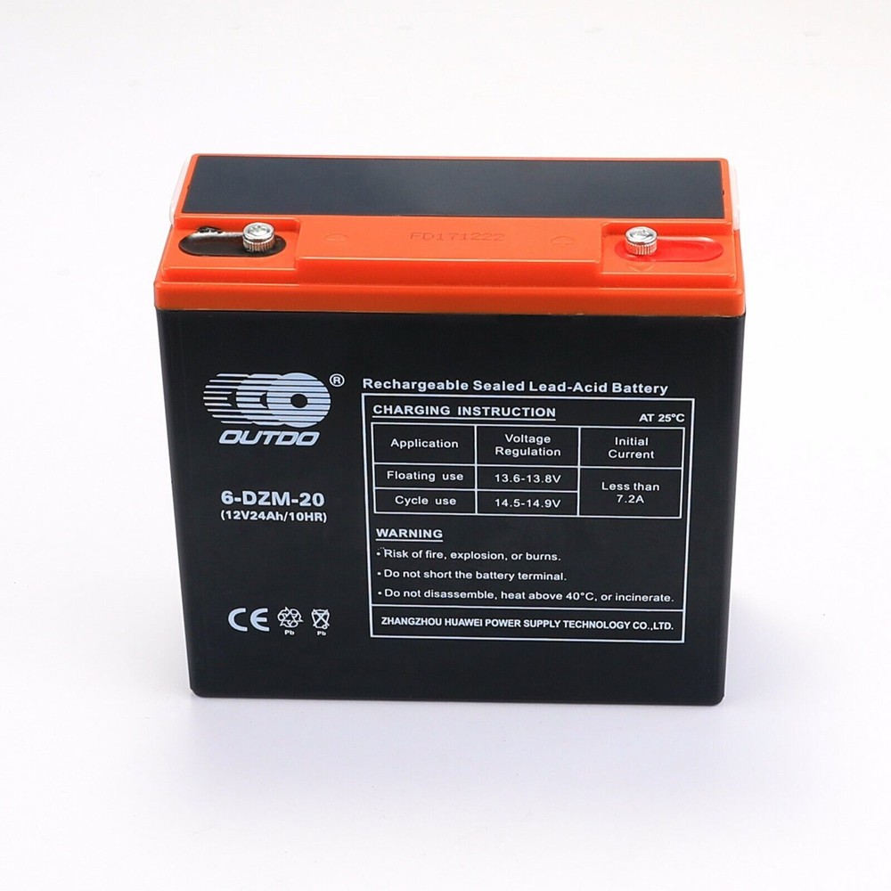 12V 24Ah 6-DZM-20 Lead Acid Battery 6-DZF-20 For Go Kart Bicycle ATV Quad