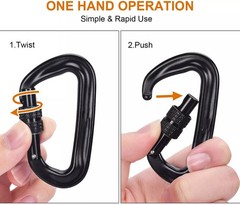 Heavy Duty 12 KN 4 Pack D-Shaped Locking Carabiners Clip Aviation Aluminum