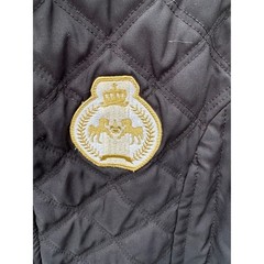 Equine Couture Parisian Vest Womens Large Black Tan Quilted Equestrian Riding L