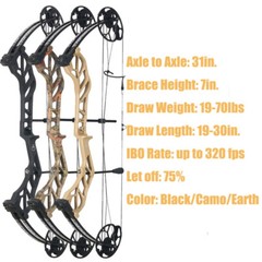 19-70lbs Adjustable Hunting Compound Bow Set 320FPS for Archery RH Shooting