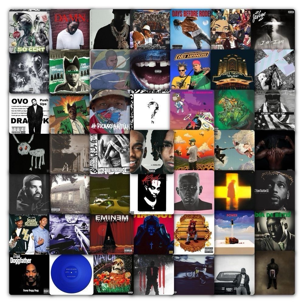 28Pcs Random Album Cover Music Rapper Band Poster Room Wall Collage Kit Stickers