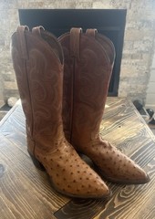 Tony Lama Ostrich Leather Peanut Brittle”Cowboy Boots Men’s Size 8 EE