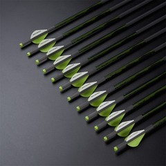 6/12pcs .006 20″ Pure Carbon Crossbow Bolts Arrows 385 Grain Archery Hunting USA