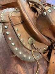 Vintage Simco Child Pony Saddle Leather Western Tooled AS IS USA