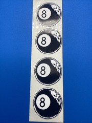 Vintage Eight Ball Skull Stickers Strip Of 4 Retro Skate/biker Vibe No Old Stock