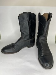 Justin black leather cowboy boots pointed toe J40594 Men Sz 8.5D Made In USA
