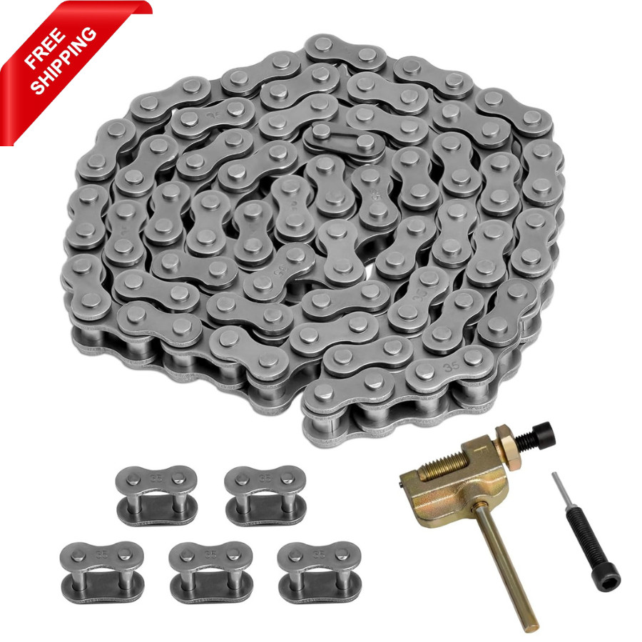 Belleone #35 Roller Chain, 3 Feet 35 Chain with 5 Master Links, 96 Links