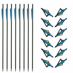 12PCS 20» Carbon Crossbow Bolts Crossbow Arrows 100 Grain Broadheads Hunting