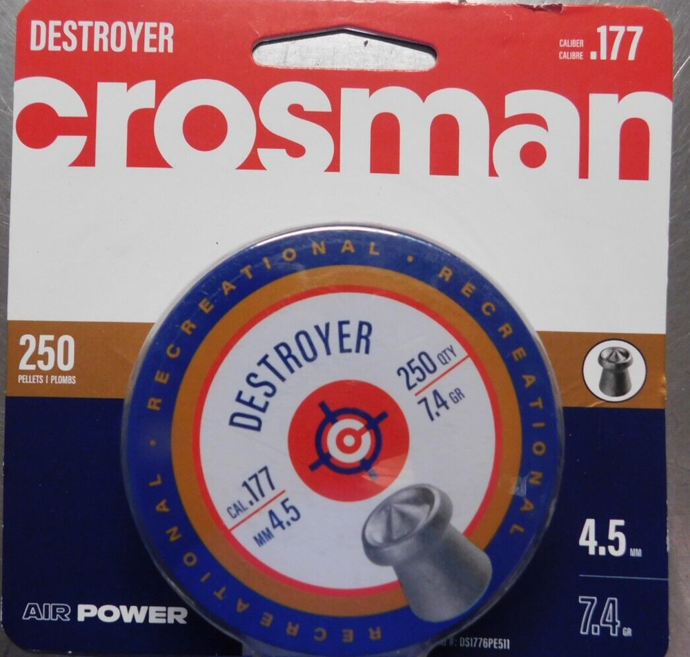Crosman Destroyer 250 Count Pellets .177 Cal 4.5mm – 7.4grain