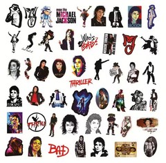 50 Piece Mix Lot 2” Michael Jackson Moonwalk Stickers Water Bottles, *(Style 2)