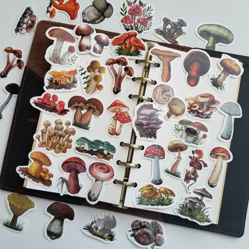 40pcs Vinyl Cute Mushroom Sticker Pack For Journaling,Scrapbooking,phone