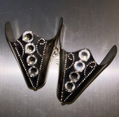 New Western Cowboy Boot Toe Tip Rand Cap Black, Silver & Rhinestone Bling – Pair