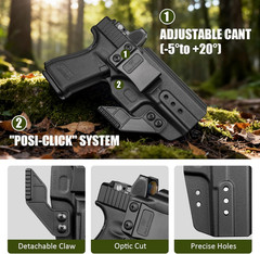 IWB Holster with Claw | Fits for Glock 17 19 19X 34 44 45(Gen 1-6)/ MOS & Ruger