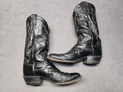 Vintage Tony Lama 2966 Boots Mens Size 9 D Black Leather Cowboy