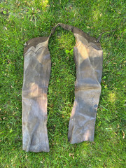 Vintage Adult Brown Leather Chaps Talon Zipper Western Wear Cowboy Weathered