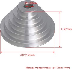 22mm Bore 54mm-150mm Outter Dia Aluminum 5 Slot A Type Pulley 5 Step Pulley Belt