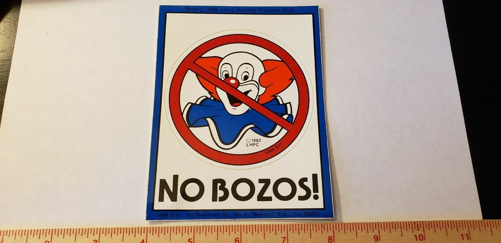 VTG 80’s NO BOZOS CLOWN EDDIE VAN HALEN SURF HOT ROD NOS SKATEBOARD DECK STICKER