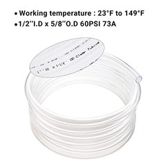 Clear Vinyl Tubing 1/2″ ID – 5/8″ OD -10 Ft 60PSI – Flexible Lightweight Plastic