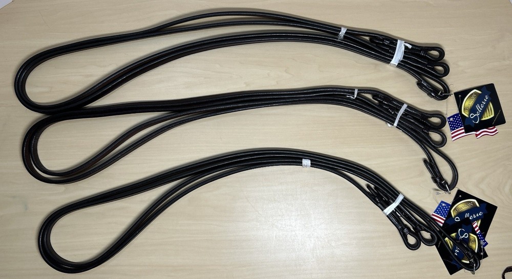 3 Pairs New Ovation Sellerie Dark Brown Leather 54″ Reins