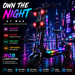GleeRide A7 Max 10000W Dual Motor Electric Scooter 72V50A Off Road E-Scooter