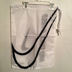 Nike White Black Nylon Track & Field String Closure Storage Shoe Bag 16.5″x11.5″